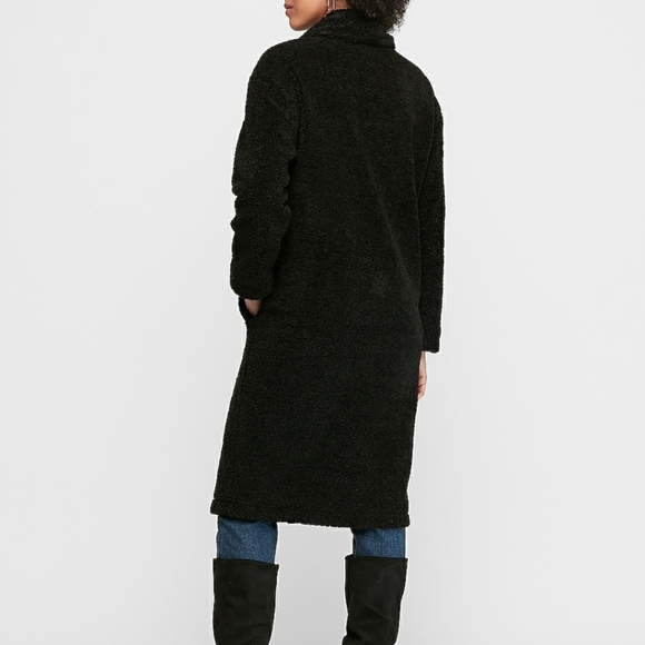 Express Long Double Breasted Faux Fur Coat - Picture 4 of 4